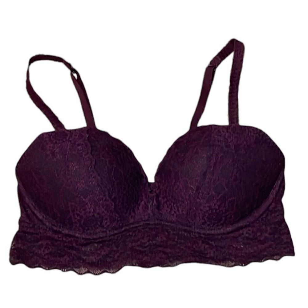 VS Pink Lace Bralette, Burgundy, XS